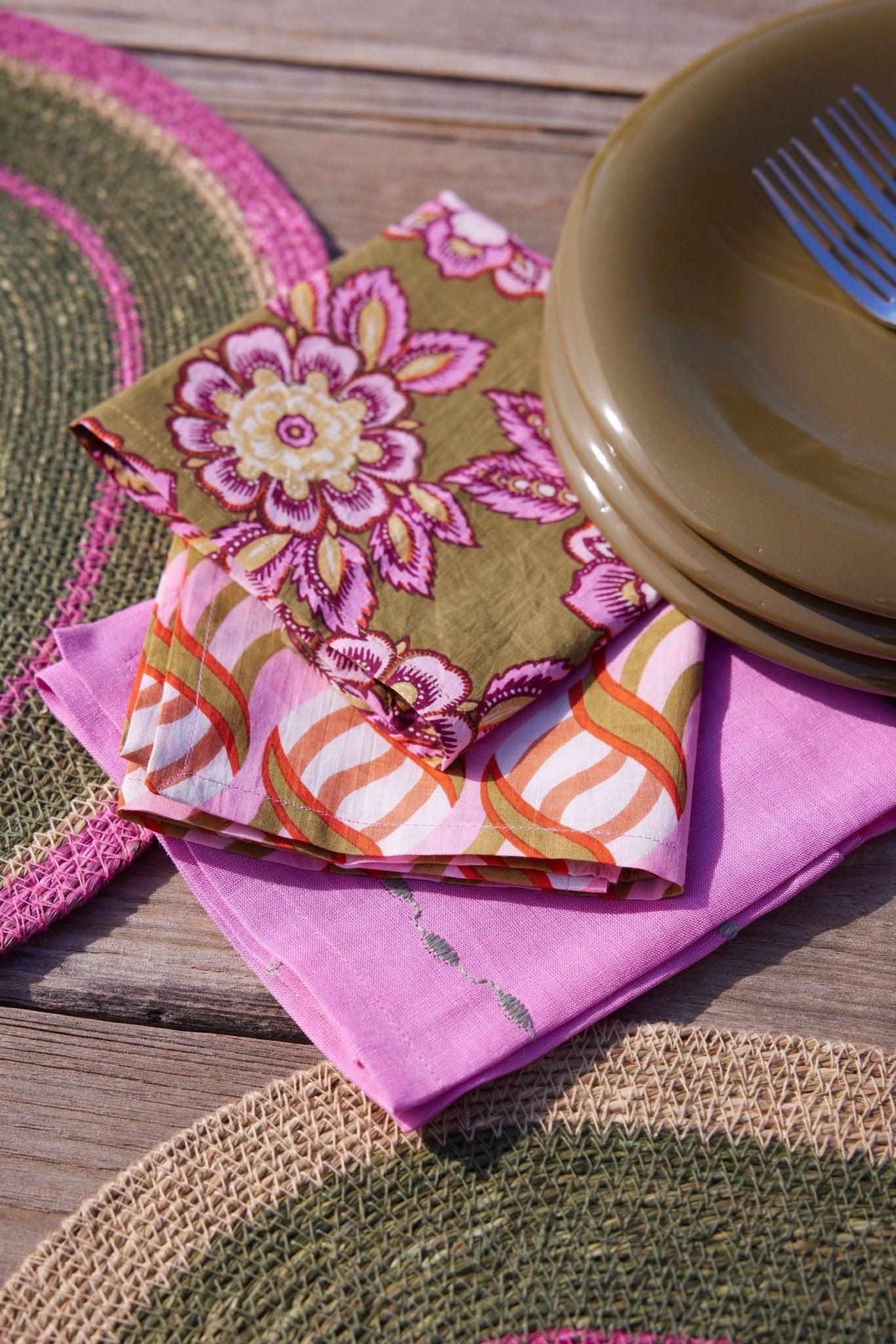Lot de 2 serviettes de table Jakarta Olive