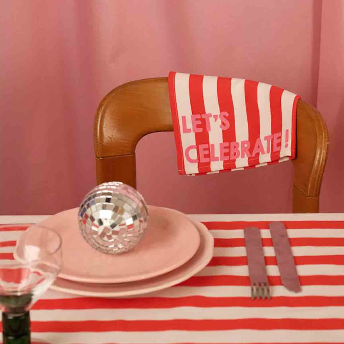 Lot de 2 serviettes - Josephine Rayures Cerise Let's celebrate !