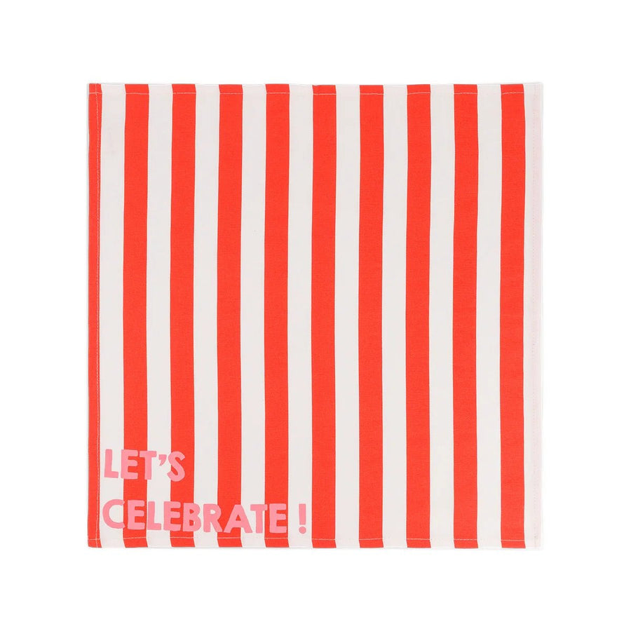 Lot de 2 serviettes - Josephine Rayures Cerise Let's celebrate !