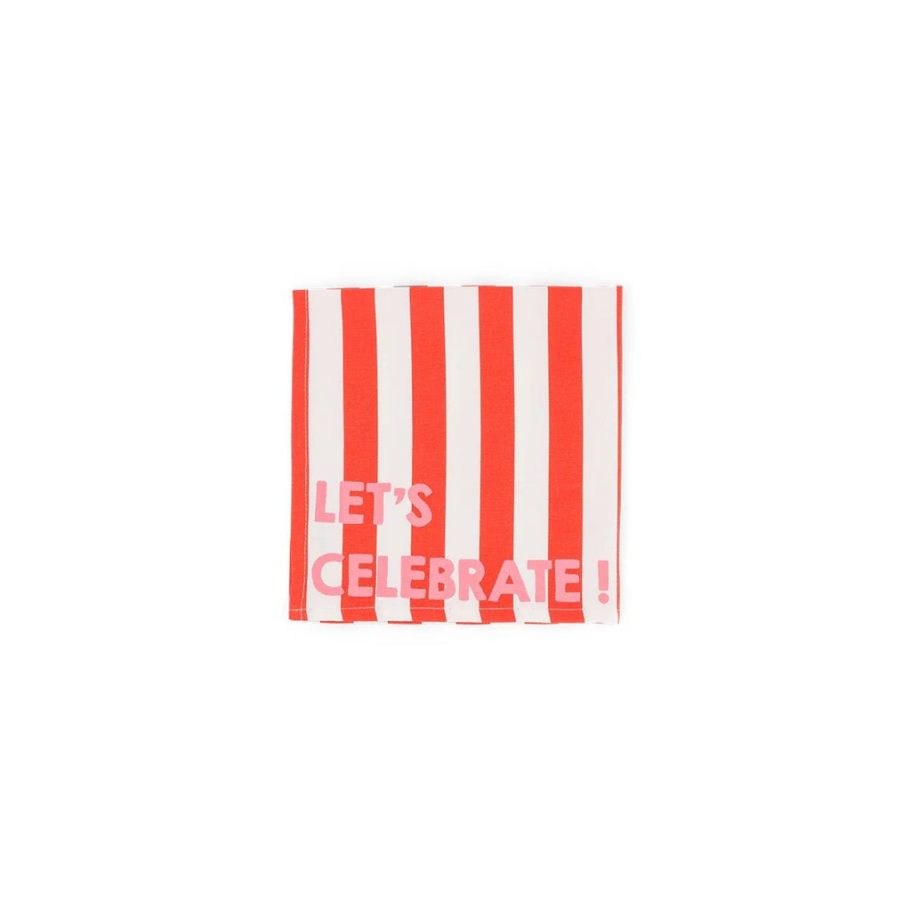Lot de 2 serviettes - Josephine Rayures Cerise Let's celebrate !