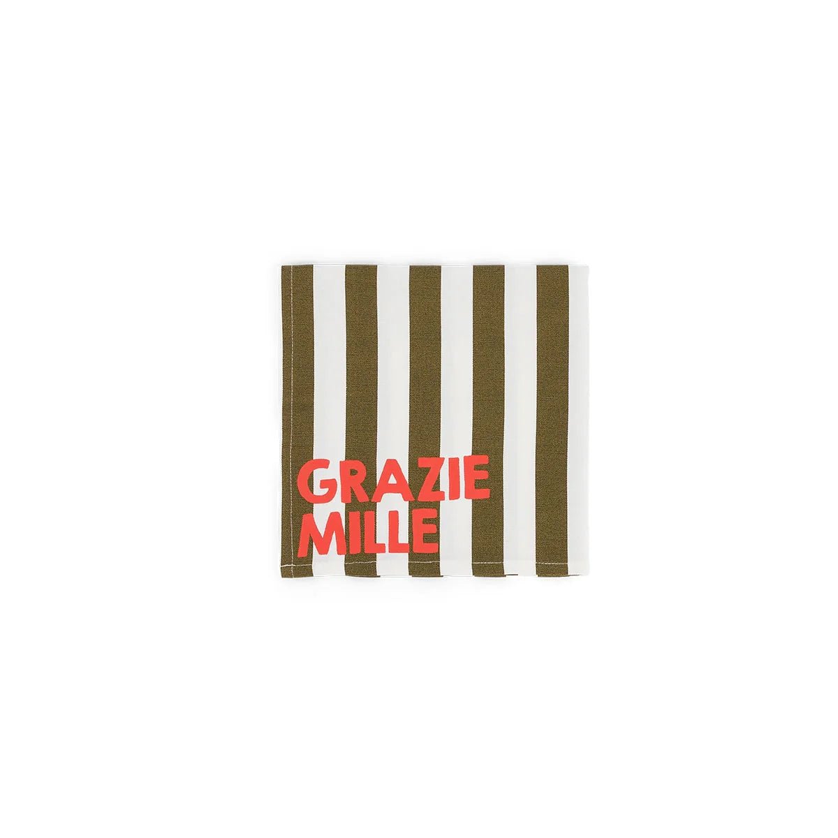 Lot de 2 serviettes - Josephine Rayures Olive Grazie mille