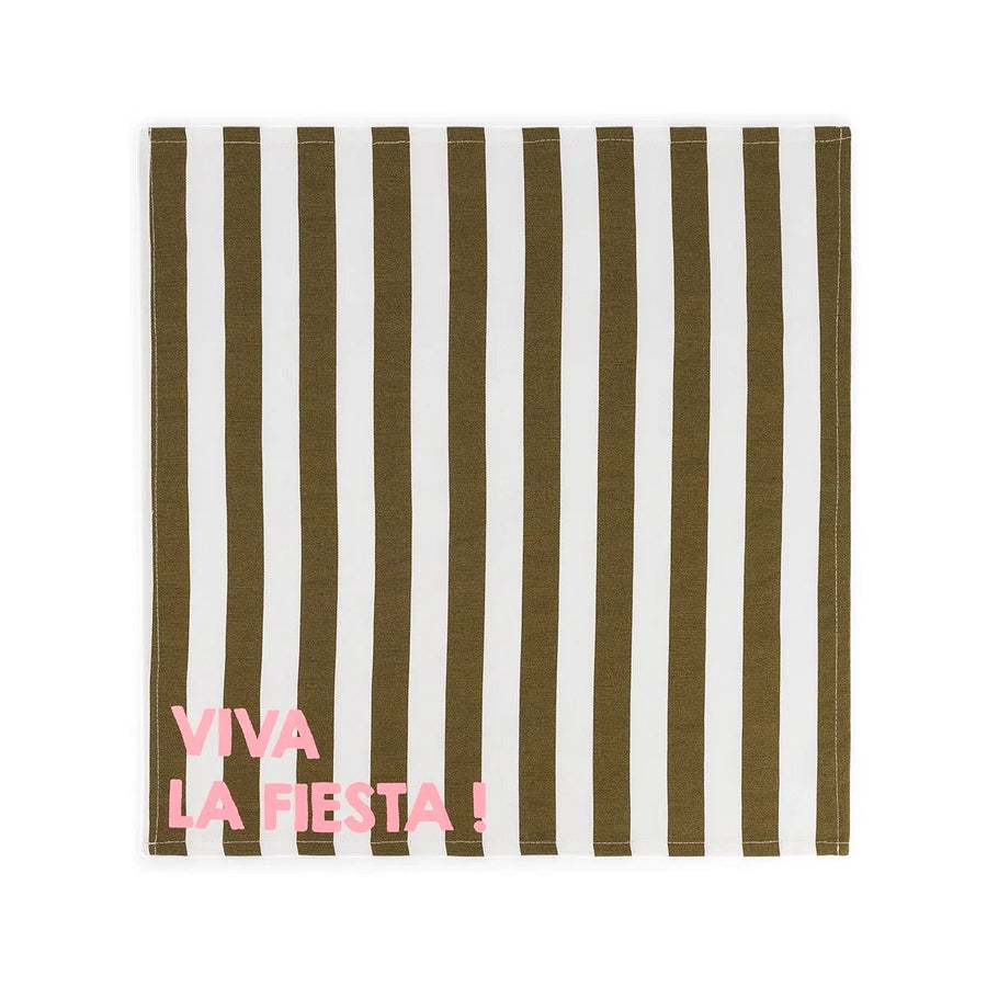 Lot de 2 serviettes - Josephine Rayures Olive Viva la festia