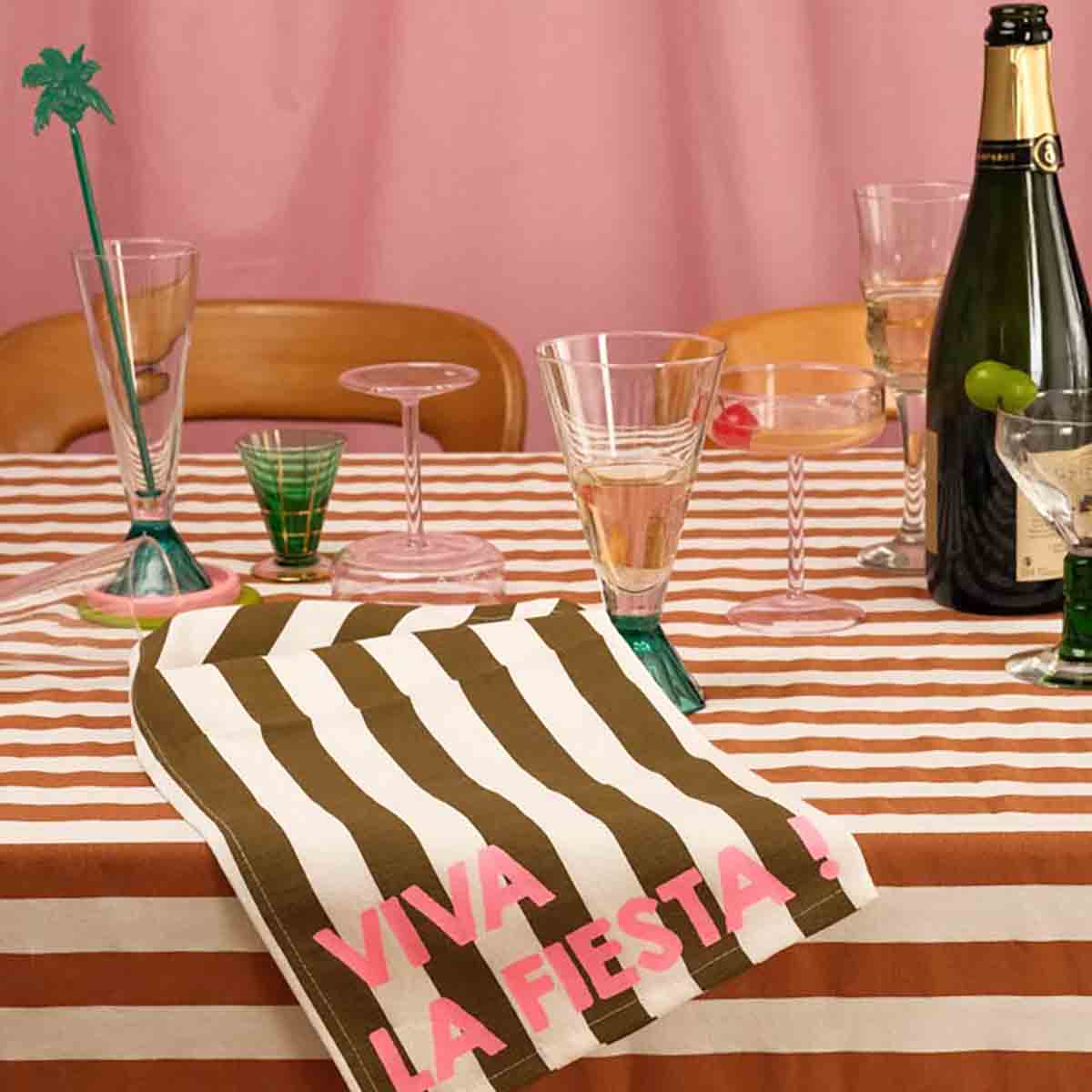 Lot de 2 serviettes - Josephine Rayures Olive Viva la festia