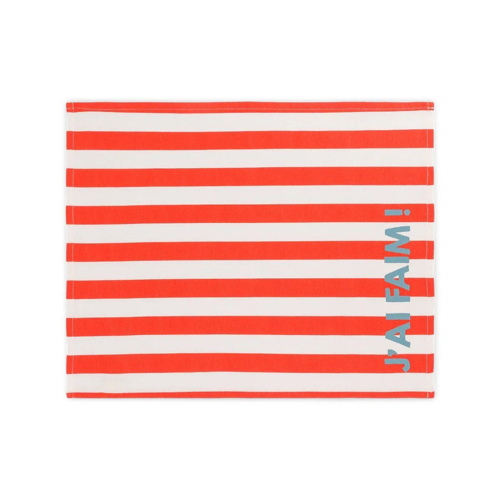 Lot de 2 sets de table - Jeannette Rayures Cerise J'ai faim