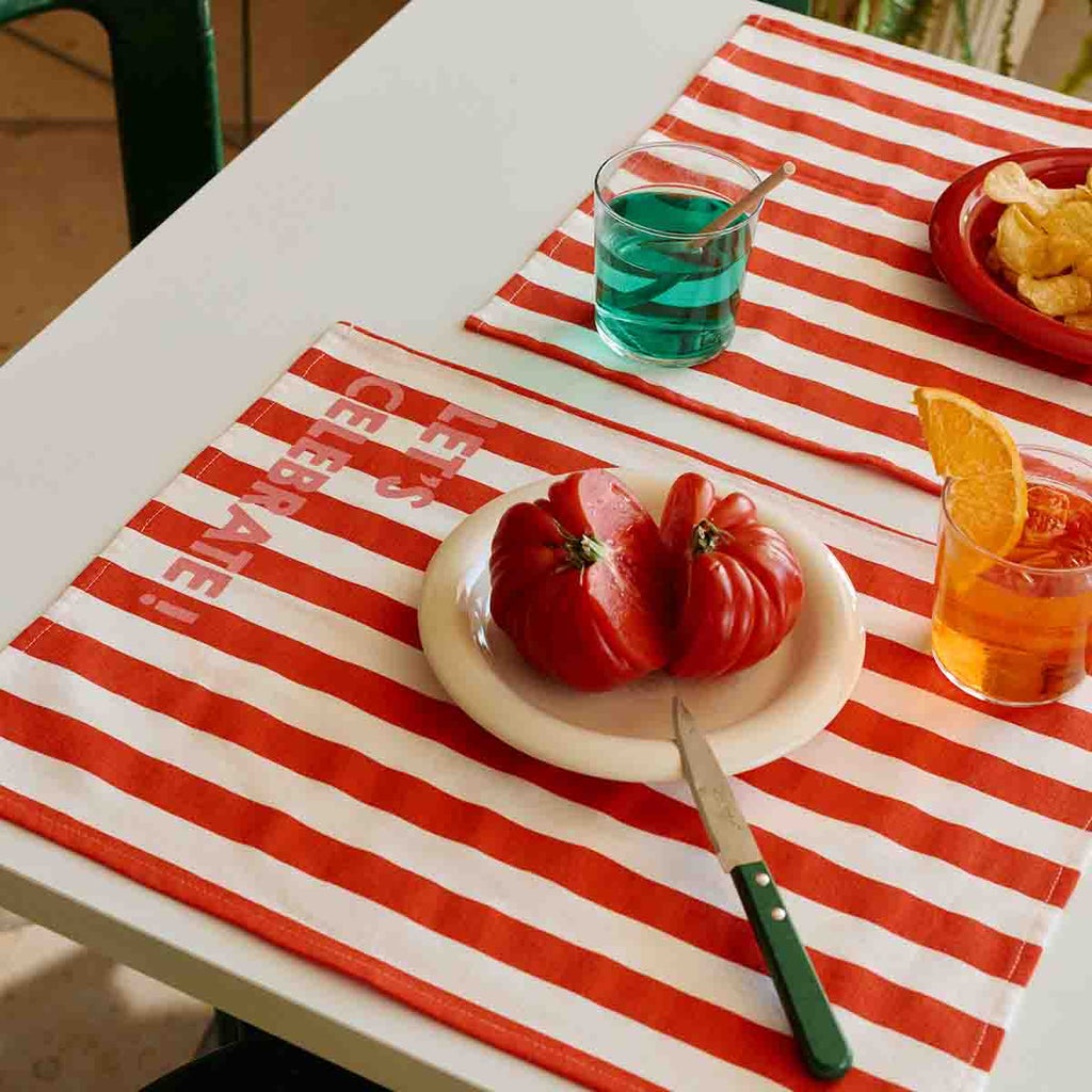 Lot de 2 sets de table - Jeannette Rayures Cerise Let's celebrate