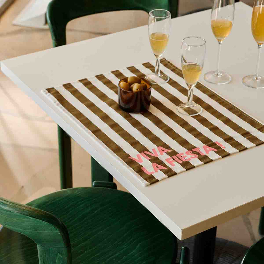 Lot de 2 sets de table - Jeannette Rayures Olive Viva la festia