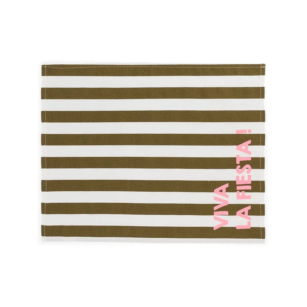 Lot de 2 sets de table - Jeannette Rayures Olive Viva la festia