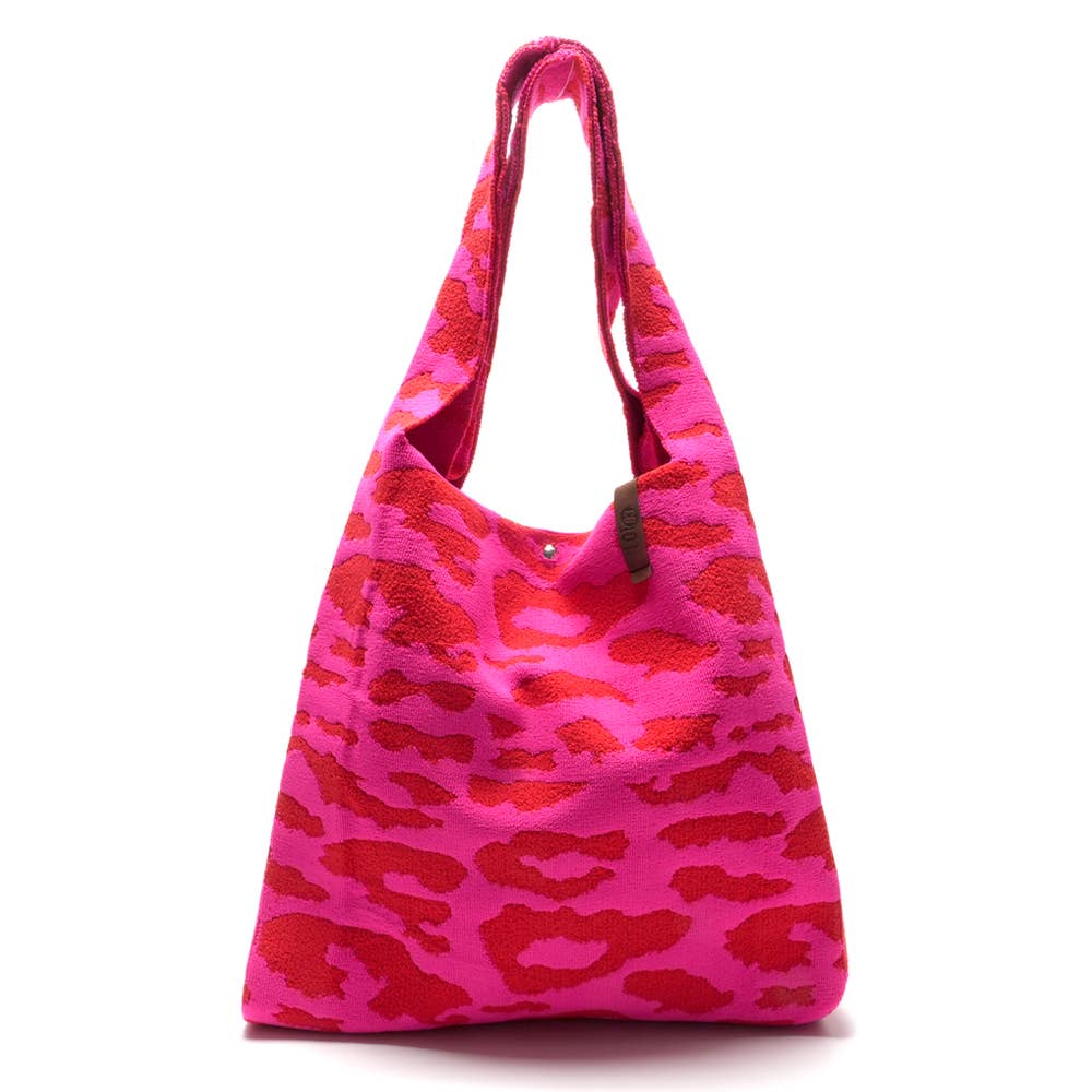 Sac cabas en tricot Lois fuchsia léopard – LOT83 – vue 1