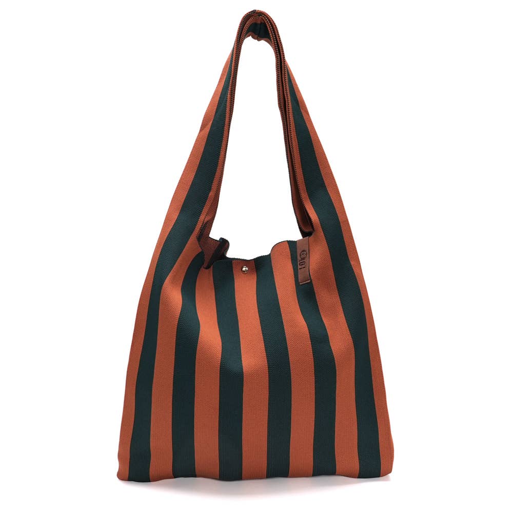 Sac cabas en tricot Lois rayé chocolat - LOT83