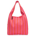 Sac cabas en tricot Lois rayé rose et rouge - LOT83
