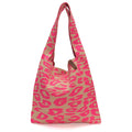 Sac cabas en tricot Lois rose léopard vert - LOT83