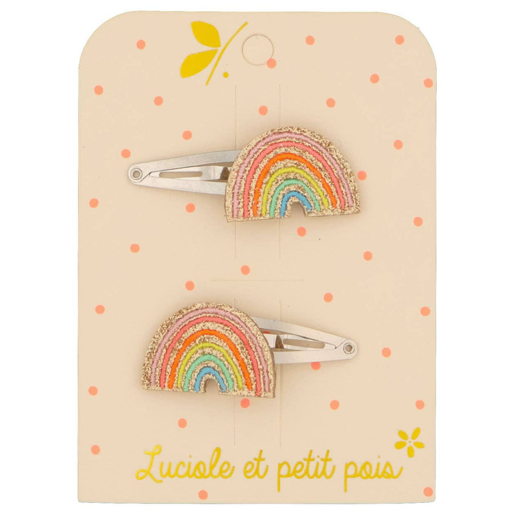 Luciole et Petit Pois - Barrettes arc - en - ciel multicolore (paire)