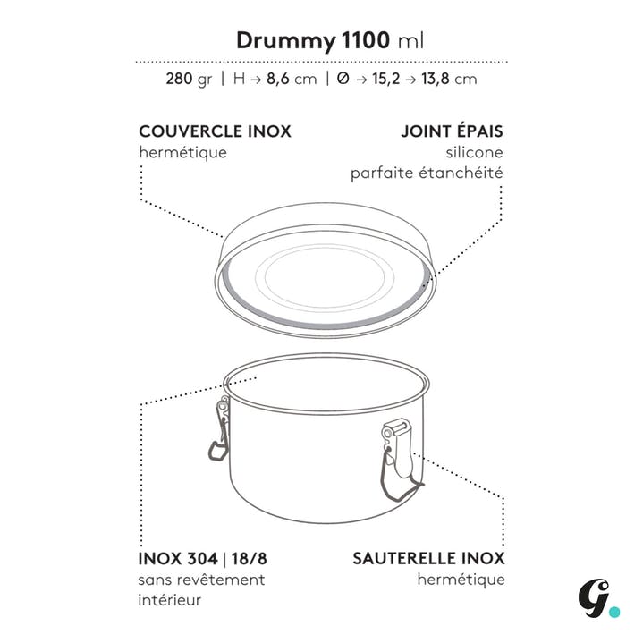 Lunch box inox gravées cerisier - gaspajoe