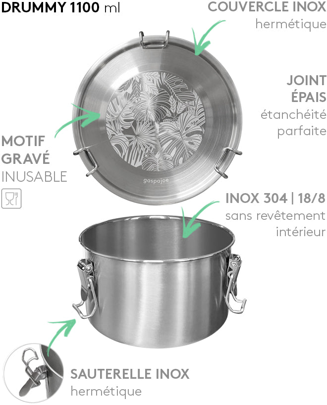 Lunch box inox gravées jungle - gaspajoe