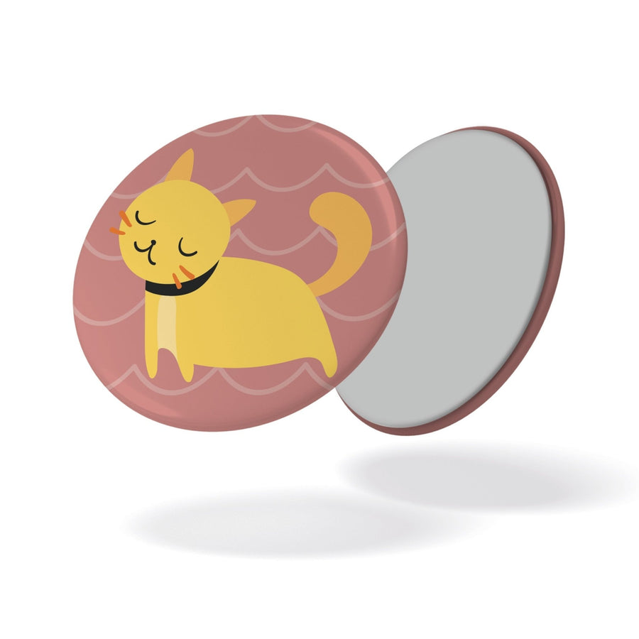 Aimant chat jaune en velours