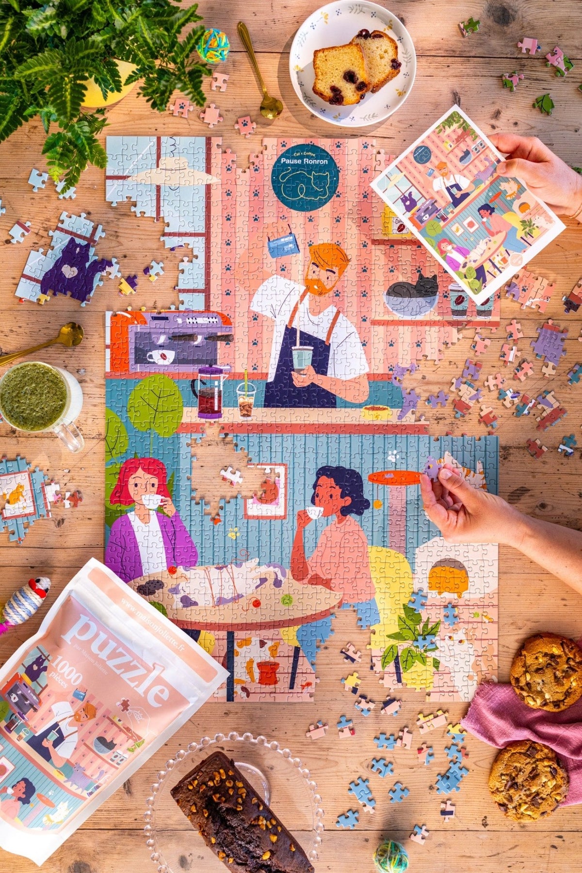 Puzzle adulte 1000 pièces fabriqué en France Pause Ronron - Maison Joliette - vue 6