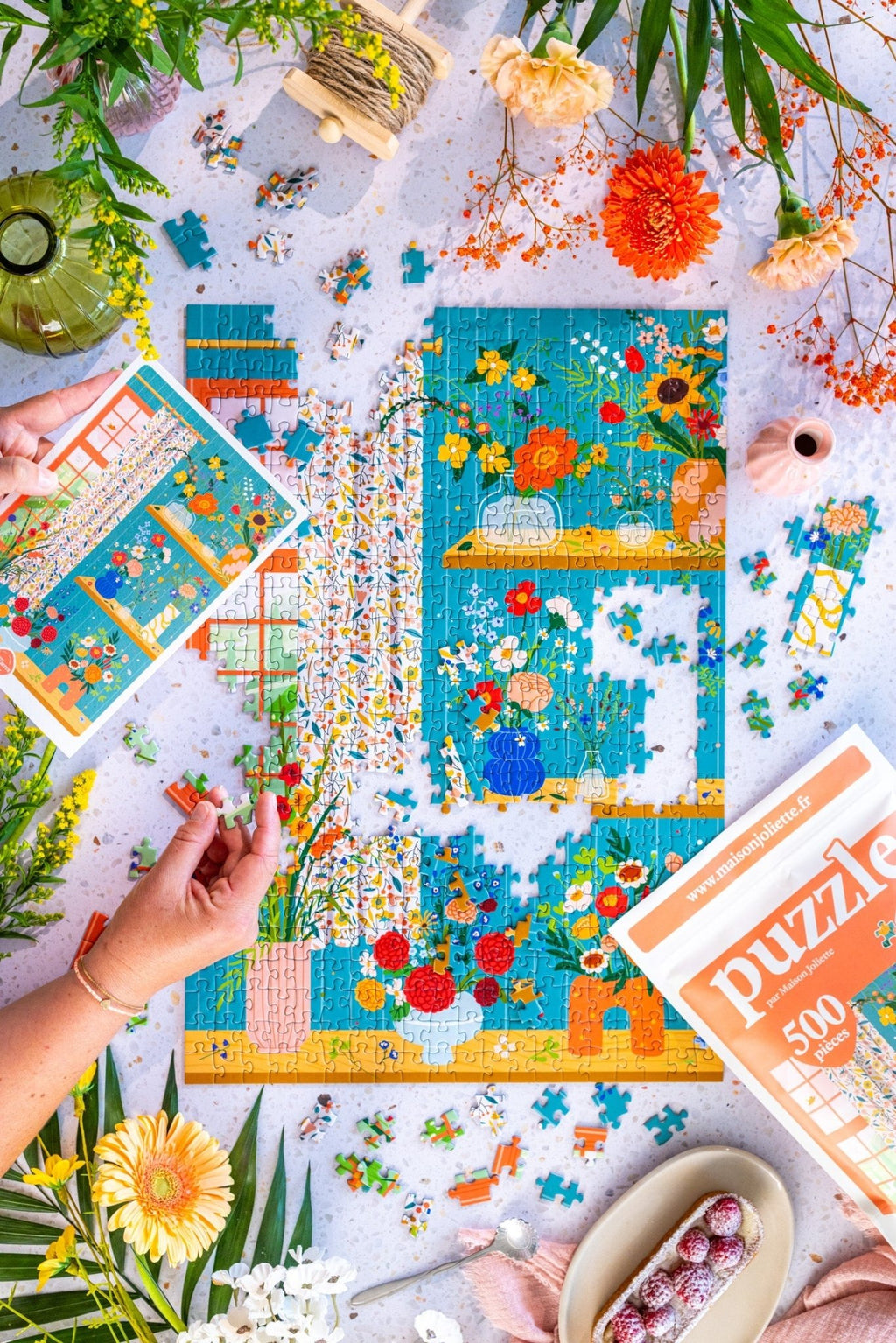 Puzzle adulte 500 pièces fabriqué en France Flower Addict - Maison Joliette - vue 2
