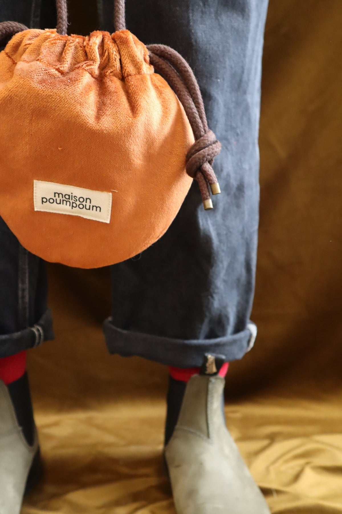 Mini sac bourse Le Groom Velours Cognac - vue 2