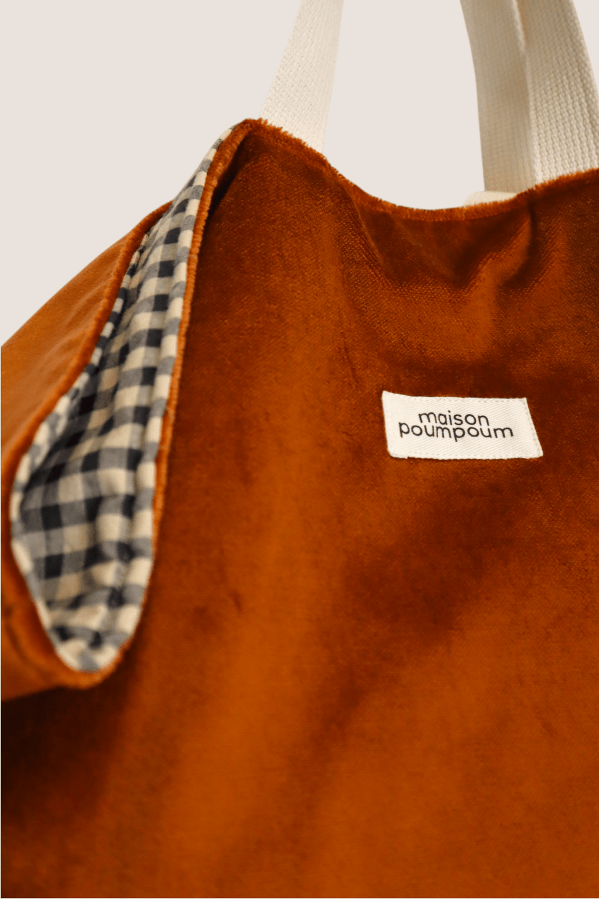 Sac cabas réversible Velours Cognac & Vichy - vue 5