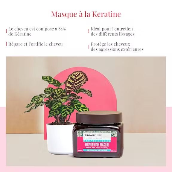 Masque cheveux réparateur et nutritif kératine - arganicare