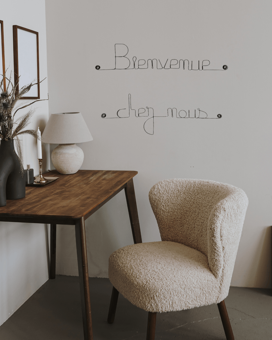 Message murale en fil de fer "bienvenue chez nous"