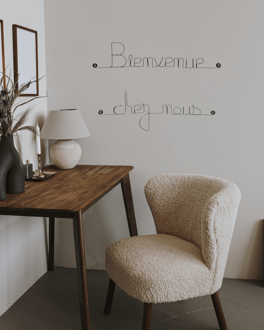 Message murale en fil de fer "bienvenue chez nous" - bijoux de mur