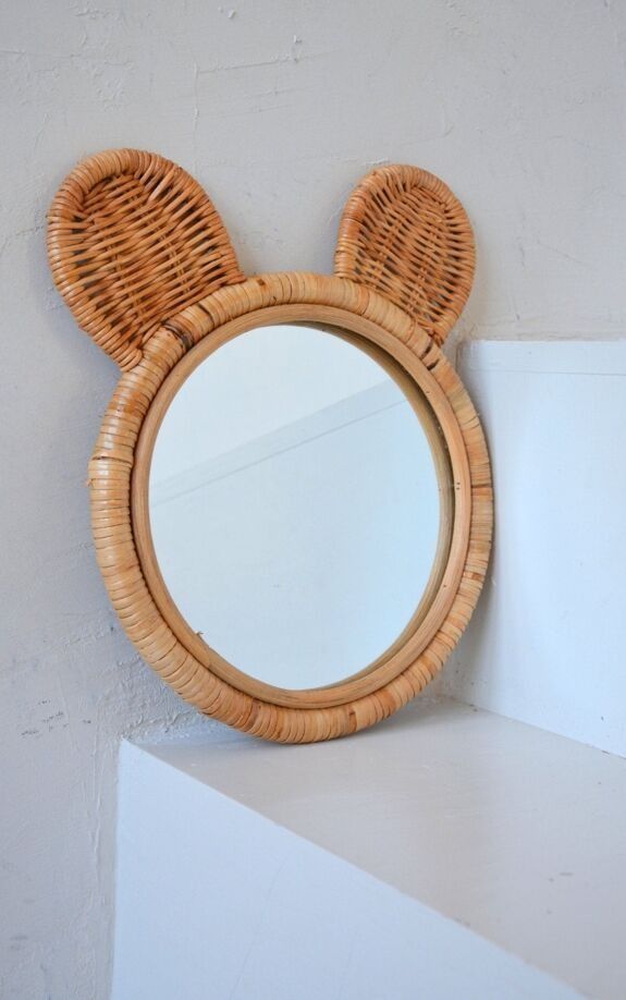 Miroir ours en rotin - hippie monkey