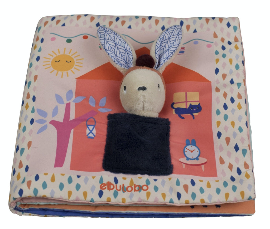 Livre d'éveil en tissu gabin lapin - ebulobo
