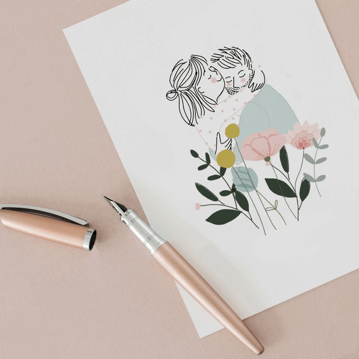 Carte d’amour illustrée Les Amoureux en Fleurs-MY LOVELY THING-Cartes de voeux