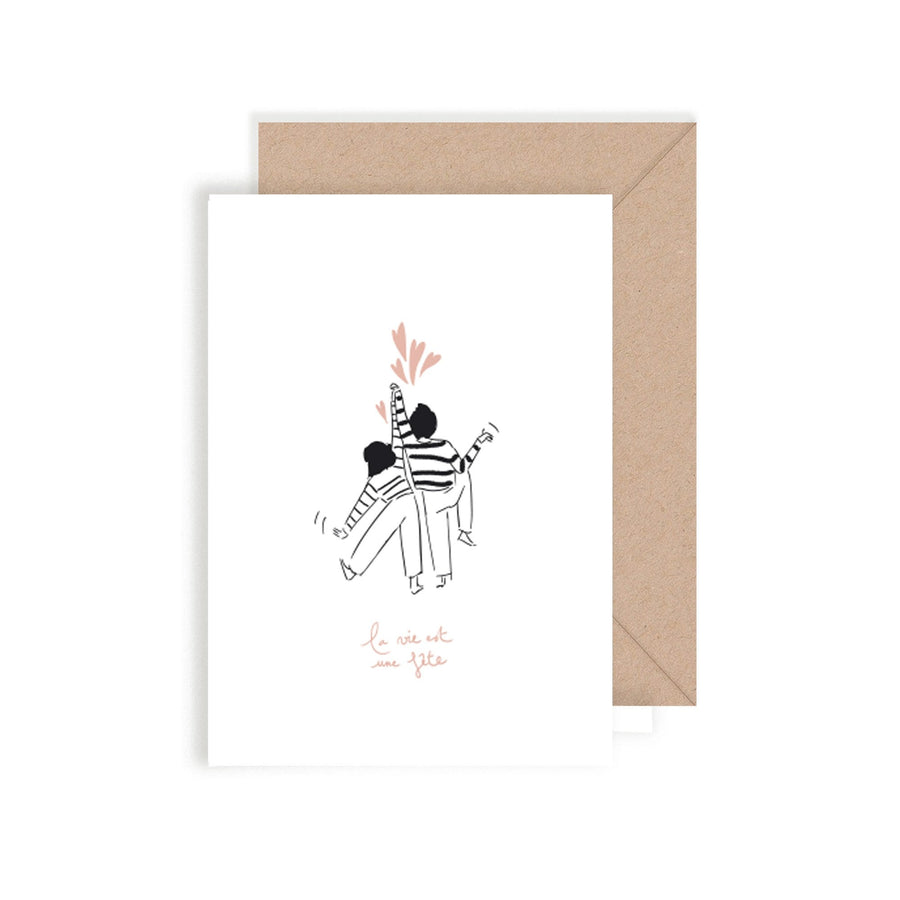 Carte double illustrée Fête La vie est une fête