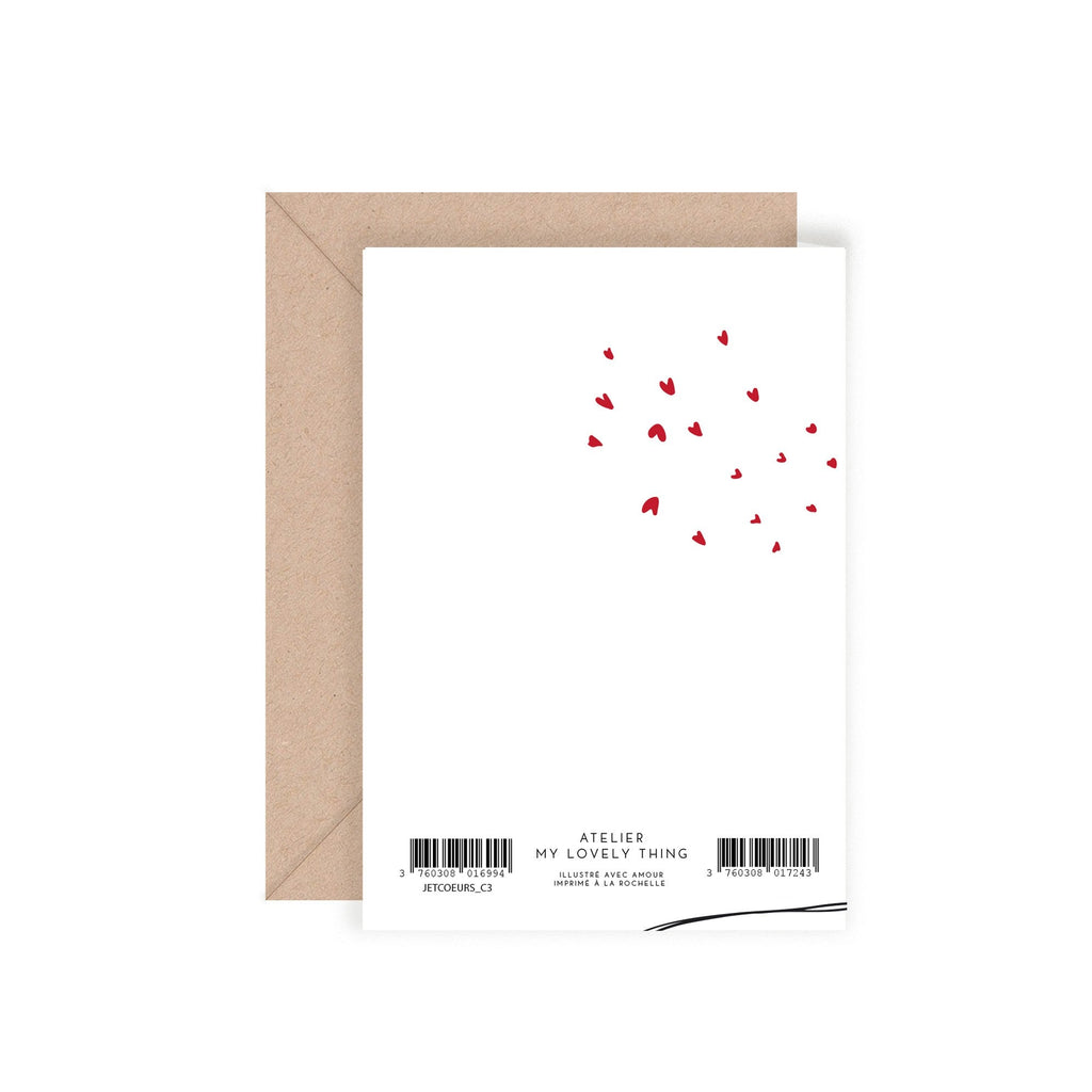 Carte double illustrée Jet de Cœurs amitié et tendresse - My Lovely Thing - vue 2