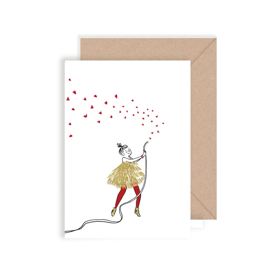 Carte double illustrée Jet de Cœurs amitié et tendresse