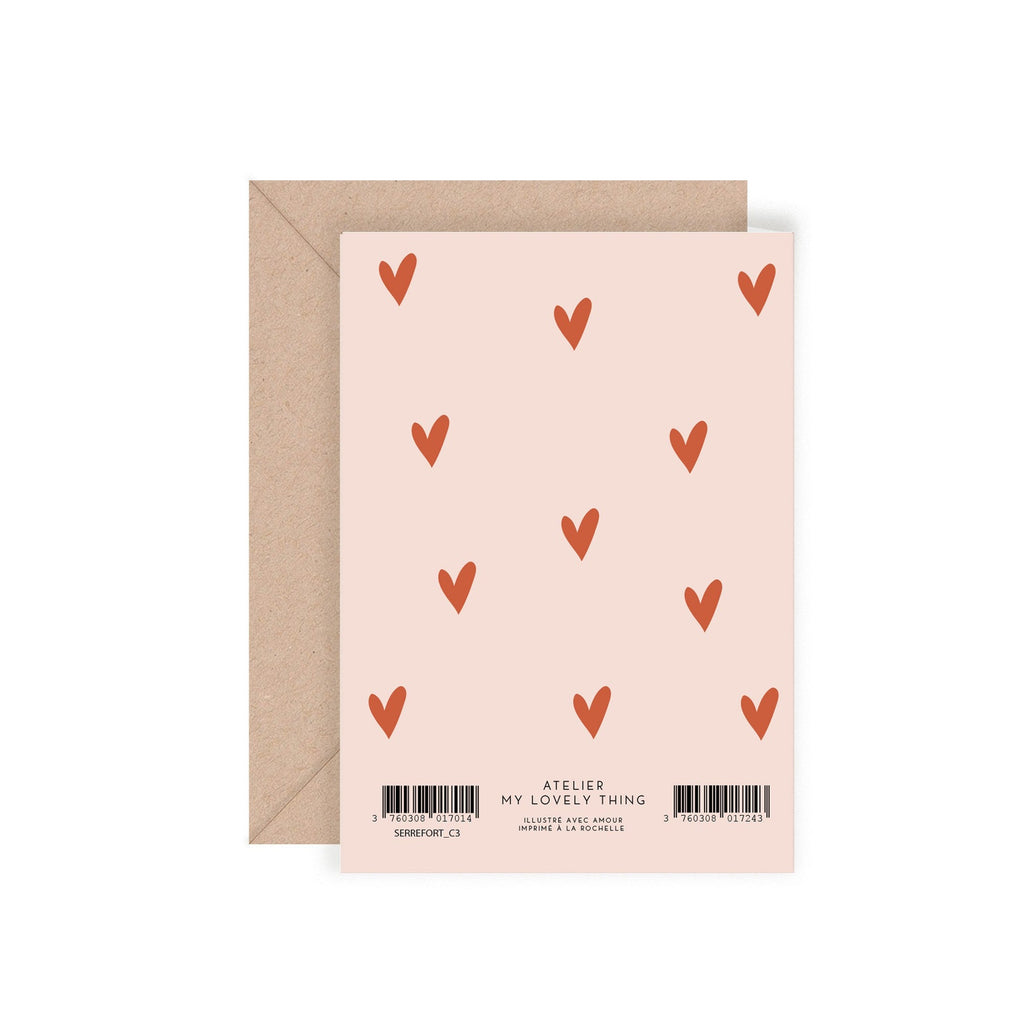 Carte double illustrée Serre moi Fort cœur rouge - My Lovely Thing - vue 2