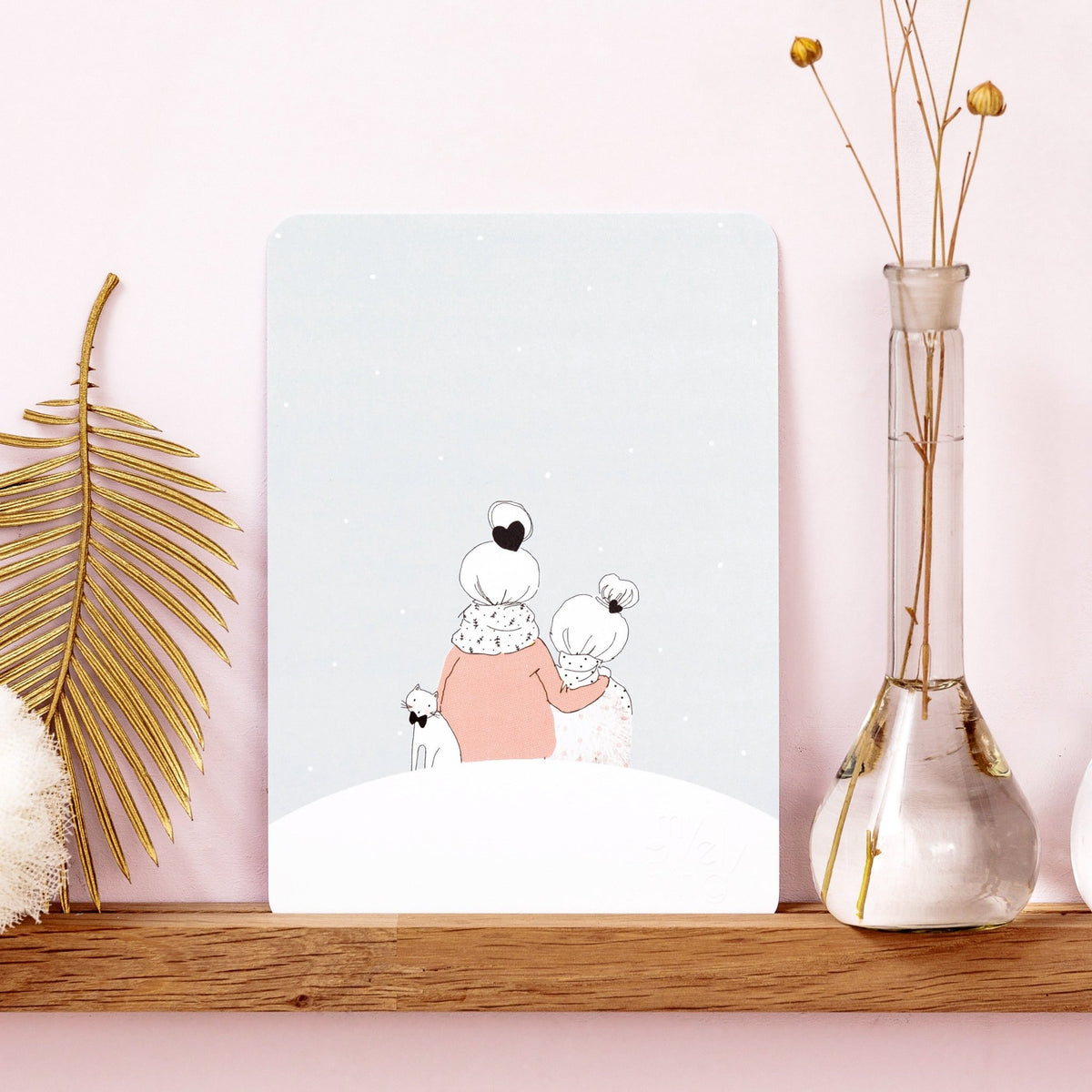 Carte illustrée hiver Sous la Neige maman et sa fille - My Lovely Thing - vue 2