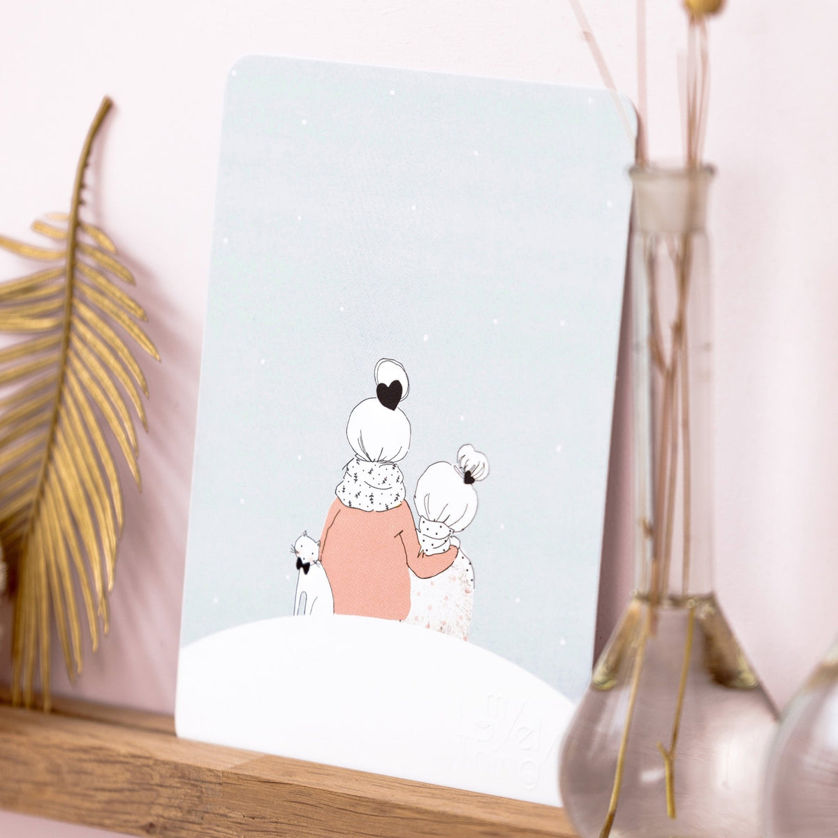 Carte illustrée hiver Sous la Neige maman et sa fille - My Lovely Thing - vue 3
