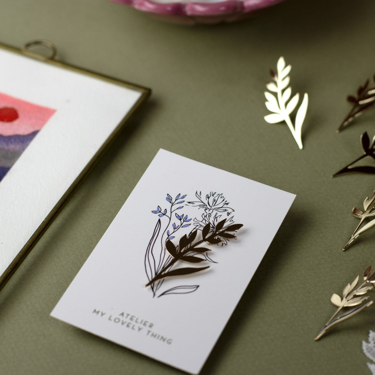 Pin’s en laiton Épi de Blé doré avec carte illustrée - My Lovely Thing