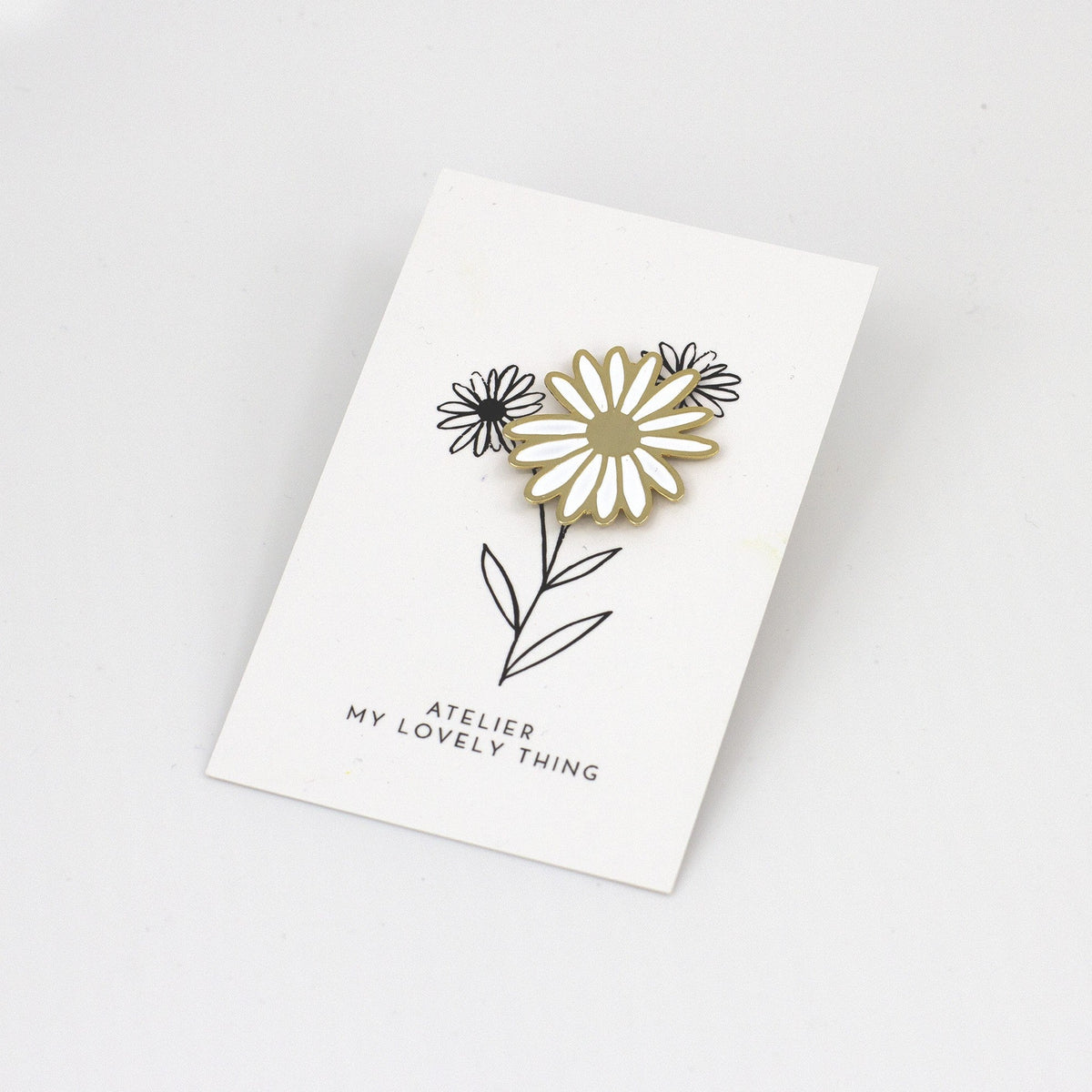Pin’s en laiton Marguerite émaillée blanche - My Lovely Thing - vue 2