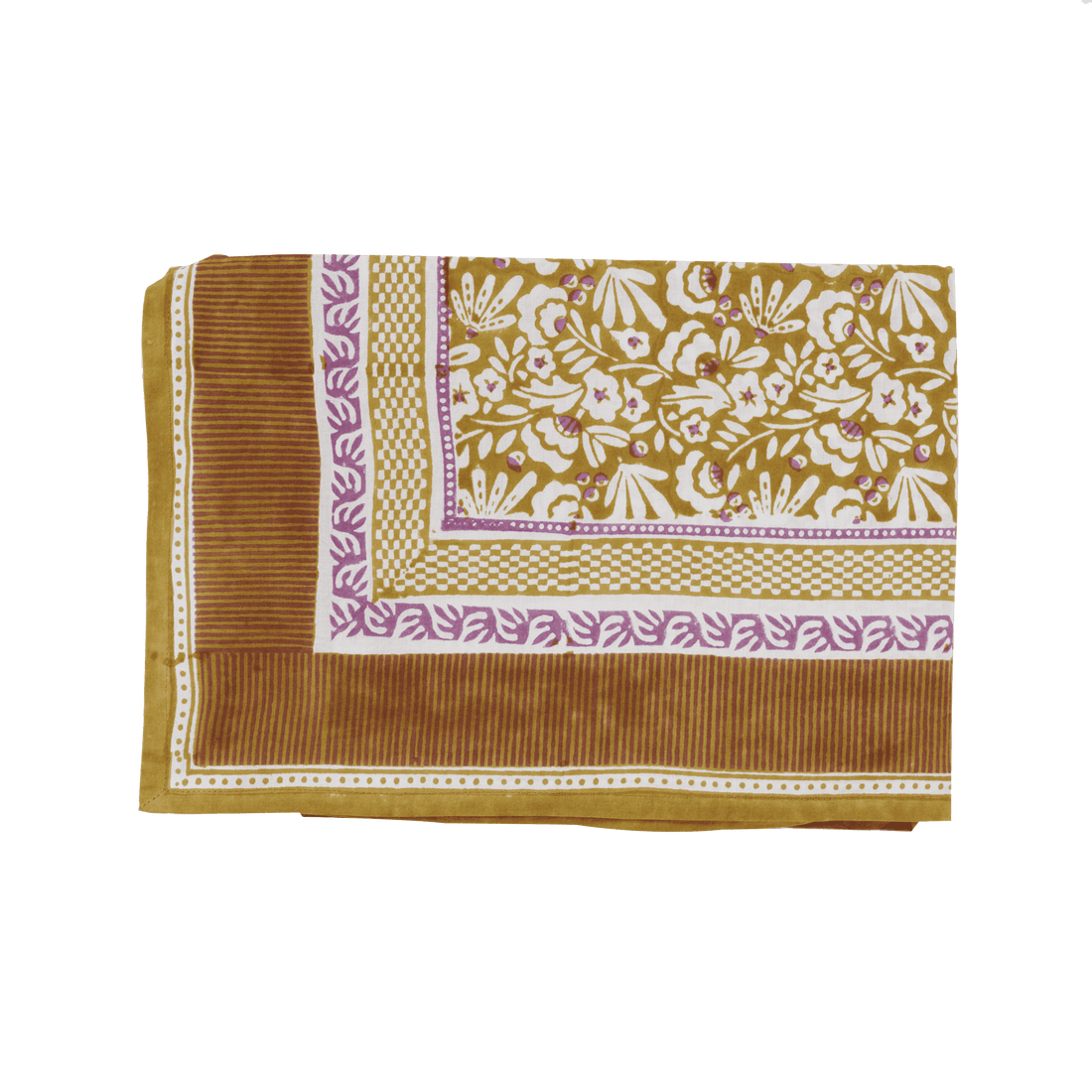 Nappe bohème imprimée fleurs indiennes Iris Olive - bonheur du jour - Lili Margaret