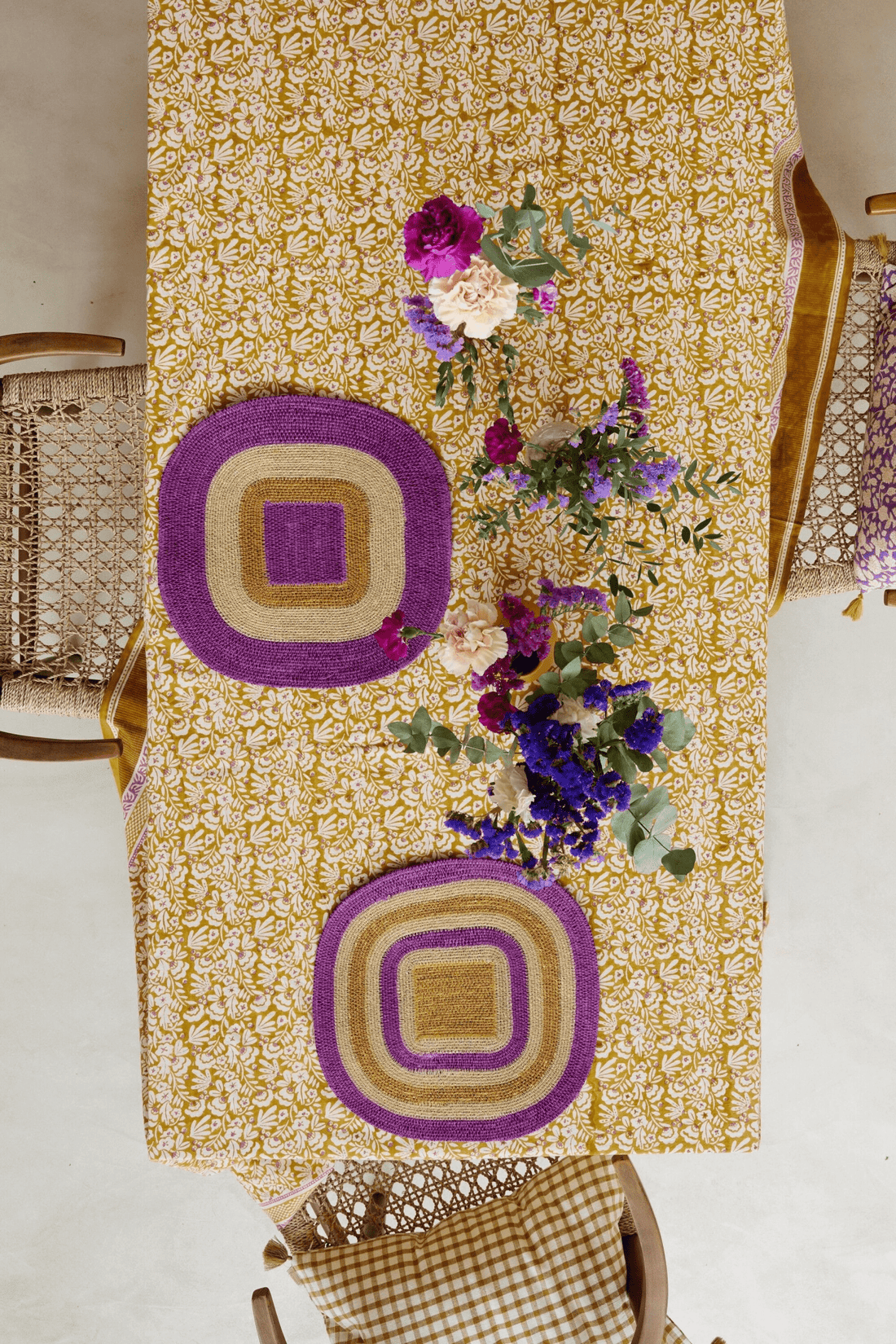 Nappe bohème imprimée fleurs indiennes Iris Olive - bonheur du jour - Lili Margaret