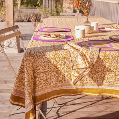 Nappe bohème imprimée fleurs indiennes Iris Olive - bonheur du jour - Lili Margaret