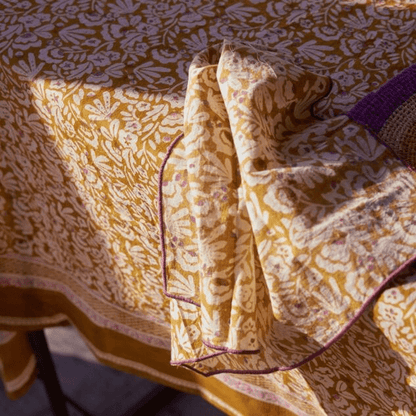 Nappe bohème imprimée fleurs indiennes Iris Olive - bonheur du jour - Lili Margaret