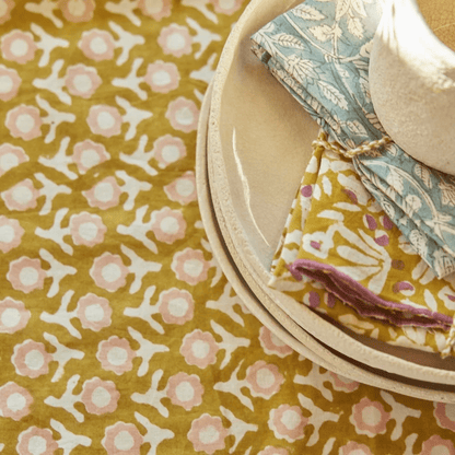 Nappe fleurs indiennes Isha olive - Bonheur du Jour - Lili Margaret