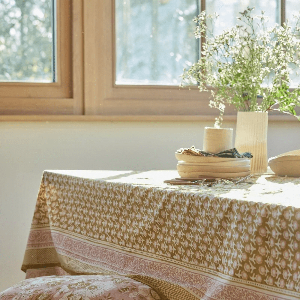 Nappe fleurs indiennes Isha olive - Bonheur du Jour - Lili Margaret