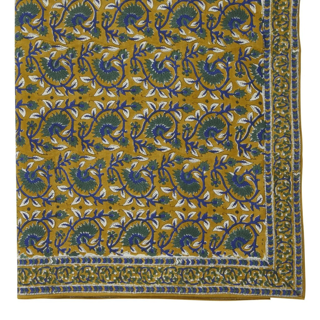 Nappe imprimé fleuri indienne lotus curry - bonheur du jour