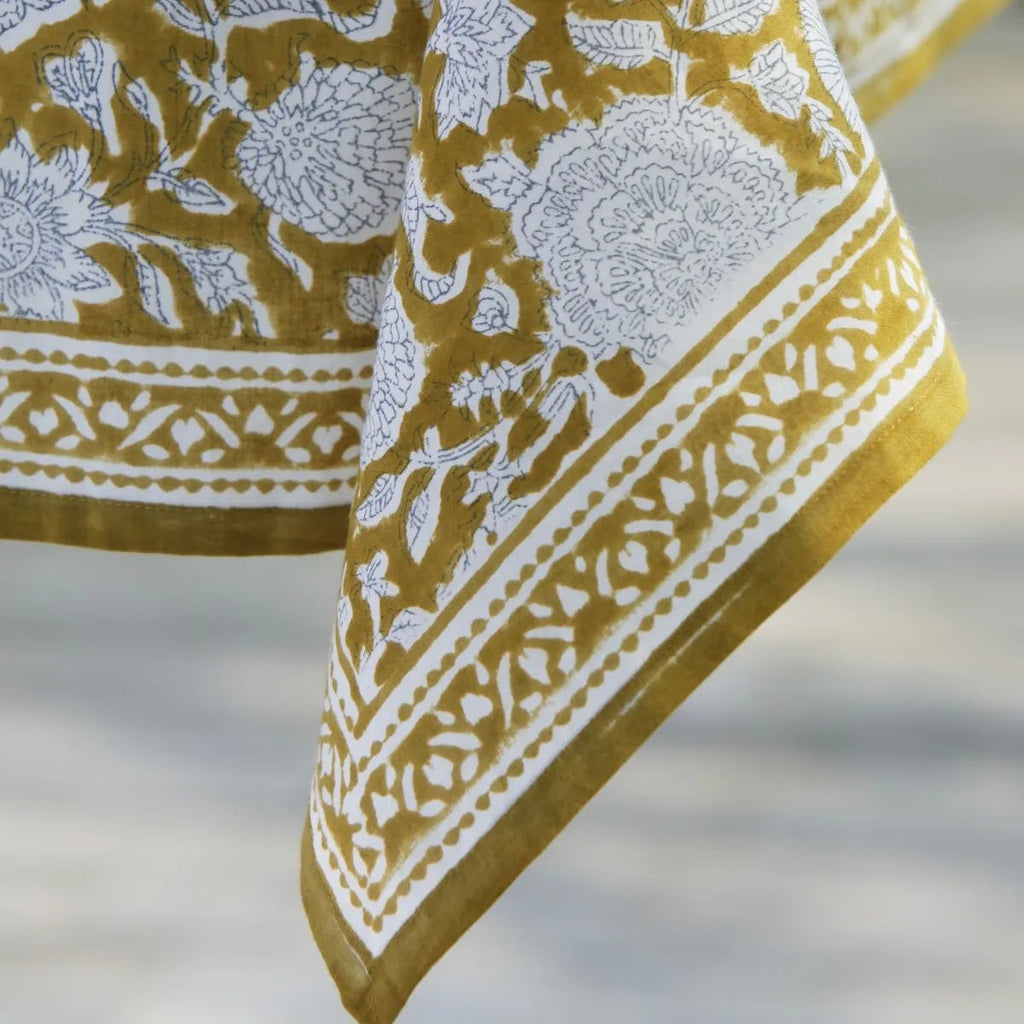 Nappe fleurie en coton tupia absinthe - bonheur du jour