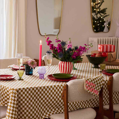 Nappe tissu damier caramel – Rose in April - Lili Margaret