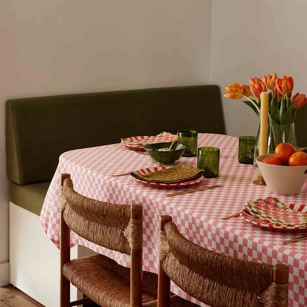 Nappe tissu damier rose - Rose in April