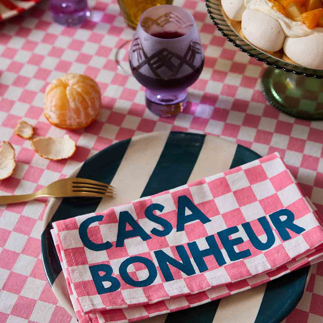 Nappe tissu damier rose - Rose in April