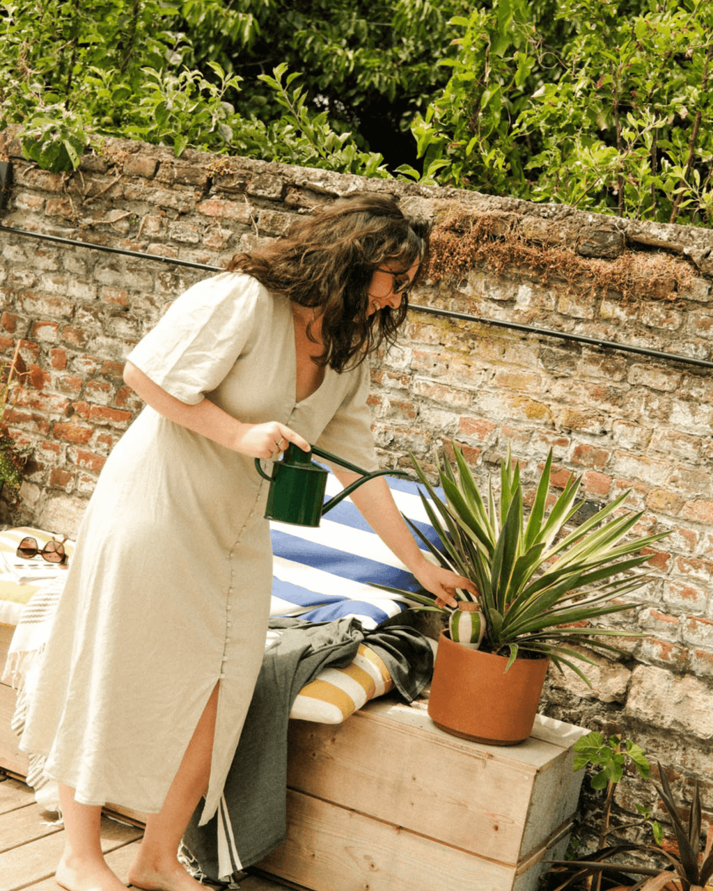 Olla arrosage rayée vert et blanc pour intérieur - pepin