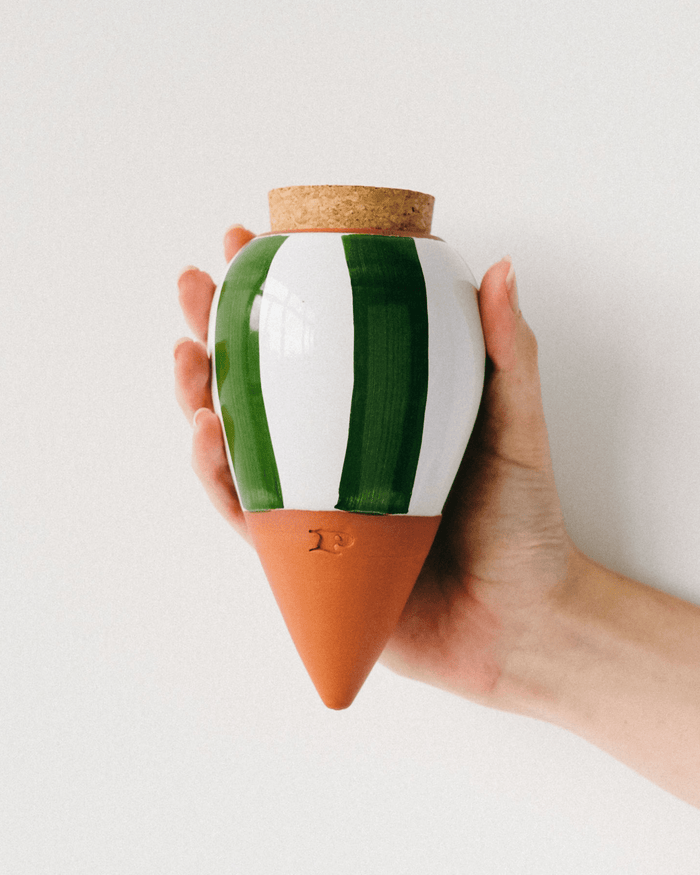 Olla arrosage rayée vert et blanc pour intérieur - Pepin
